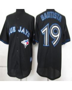 Blue Jays #19 Jose Bautista Black Fashion Stitched MLB Jersey