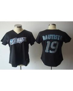 Blue Jays #19 Jose Bautista Black Women's Fashion Stitched MLB Jersey