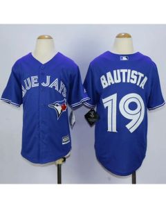 Blue Jays #19 Jose Bautista Blue New Cool Base Stitched Youth MLB Jersey