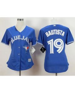 Blue Jays #19 Jose Bautista Blue Women's Fashion Stitched MLB Jersey
