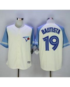 Blue Jays #19 Jose Bautista Cream/Blue Exclusive New Cool Base Stitched MLB Jersey