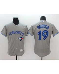 Blue Jays #19 Jose Bautista Grey Flexbase Authentic Collection Stitched MLB Jersey