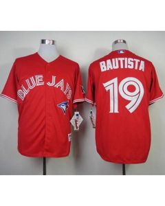 Blue Jays #19 Jose Bautista Red Canada Day Stitched MLB Jersey
