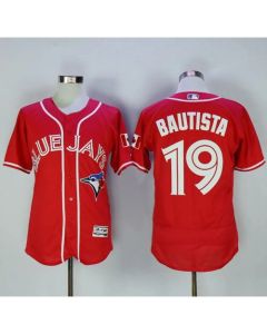 Blue Jays #19 Jose Bautista Red Flexbase Authentic Collection Canada Day Stitched MLB Jersey