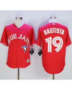 Blue Jays #19 Jose Bautista Red New Cool Base Canada Day Stitched MLB Jersey (Red Blue)