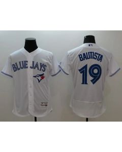 Blue Jays #19 Jose Bautista White Flexbase Authentic Collection Stitched MLB Jersey