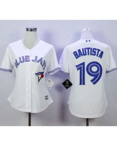 Blue Jays #19 Jose Bautista White Women's Fashion Stitched MLB Jersey