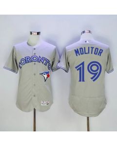 Blue Jays #19 Paul Molitor Grey Flexbase Authentic Collection Stitched MLB Jersey