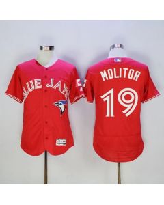 Blue Jays #19 Paul Molitor Red Flexbase Authentic Collection Canada Day Stitched MLB Jersey