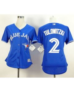 Blue Jays #2 Troy Tulowitzki Blue Alternate Women's Stitched MLB Jersey