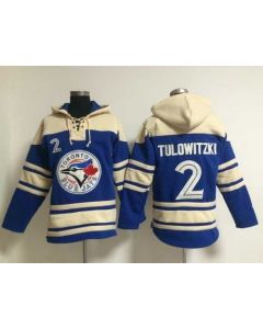 Blue Jays #2 Troy Tulowitzki Blue Sawyer Hooded Sweatshirt MLB Hoodie