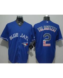 Blue Jays #2 Troy Tulowitzki Blue USA Flag Fashion Stitched MLB Jersey