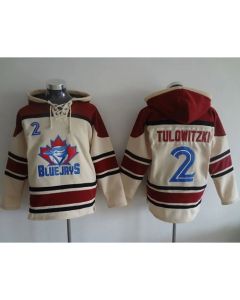 Blue Jays #2 Troy Tulowitzki Cream Sawyer Hooded Sweatshirt MLB Hoodie