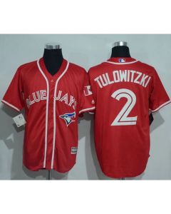 Blue Jays #2 Troy Tulowitzki Red New Cool Base Canada Day Stitched MLB Jersey