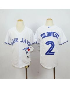 Blue Jays #2 Troy Tulowitzki White Cool Base Stitched Youth MLB Jersey