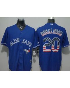 Blue Jays #20 Josh Donaldson Blue USA Flag Fashion Stitched MLB Jersey