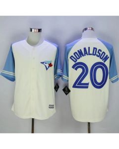 Blue Jays #20 Josh Donaldson Cream/Blue Exclusive New Cool Base Stitched MLB Jersey