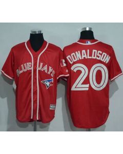 Blue Jays #20 Josh Donaldson Red New Cool Base Canada Day Stitched MLB Jersey