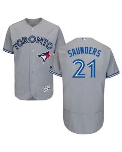 Blue Jays #21 Michael Saunders Grey Flexbase Authentic Collection Stitched MLB Jersey