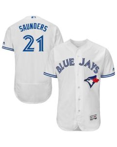 Blue Jays #21 Michael Saunders White Flexbase Authentic Collection Stitched MLB Jersey