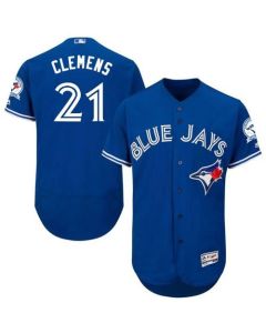 Blue Jays #21 Roger Clemens Blue Flexbase Authentic Collection Stitched MLB Jersey