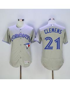 Blue Jays #21 Roger Clemens Grey Flexbase Authentic Collection Stitched MLB Jersey