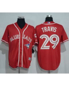 Blue Jays #29 Devon Travis Red New Cool Base Canada Day Stitched MLB Jersey