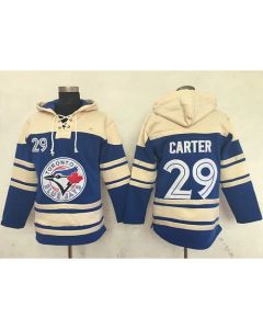 Blue Jays #29 Joe Carter Blue Sawyer Hooded Sweatshirt MLB Hoodie