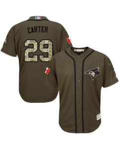 Blue Jays #29 Joe Carter Green Salute to Service Stitched Youth MLB Jersey