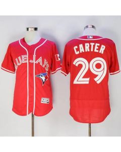Blue Jays #29 Joe Carter Red Flexbase Authentic Collection Canada Day Stitched MLB Jersey