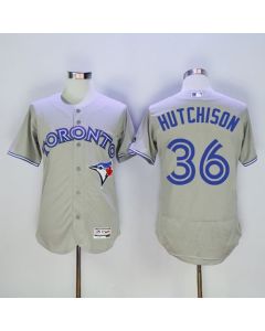 Blue Jays #36 Drew Hutchison Grey Flexbase Authentic Collection Stitched MLB Jersey