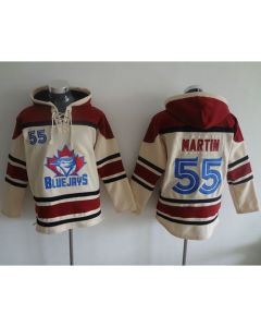 Blue Jays #55 Russell Martin Cream Sawyer Hooded Sweatshirt MLB Hoodie