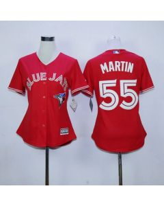 Blue Jays #55 Russell Martin Red Canada Day Women's Stitched MLB Jersey