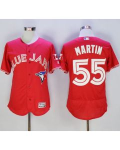 Blue Jays #55 Russell Martin Red Flexbase Authentic Collection Canada Day Stitched MLB Jersey
