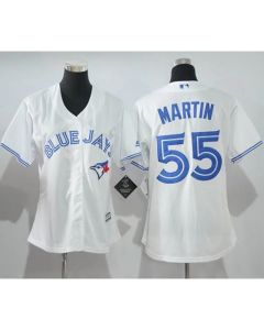 Blue Jays #55 Russell Martin White Women's Home Stitched MLB Jersey