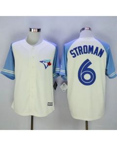Blue Jays #6 Marcus Stroman Cream/Blue Exclusive New Cool Base Stitched MLB Jersey