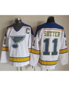 Blues #11 Brian Sutter White/Yellow CCM Throwback Stitched NHL Jersey