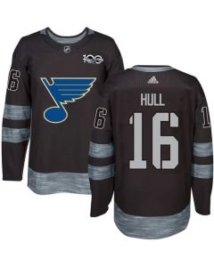 Blues #16 Brett Hull Black 1917-2017 100th Anniversary Stitched NHL Jersey