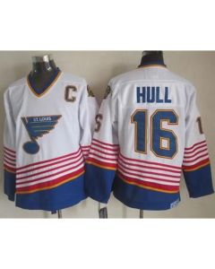 Blues #16 Brett Hull White/Light Blue CCM Throwback Stitched NHL Jersey
