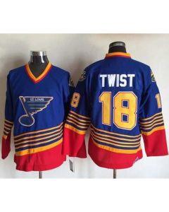 Blues #18 Tony Twist Light Blue/Red CCM Throwback Stitched NHL Jersey