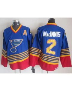 Blues #2 Al MacInnis Light Blue/Red CCM Throwback Stitched NHL Jersey