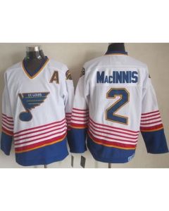 Blues #2 Al MacInnis White/Light Blue CCM Throwback Stitched NHL Jersey