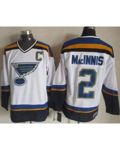 Blues #2 Al MacInnis White/Navy CCM Throwback Stitched NHL Jersey