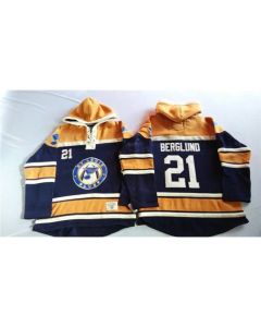 Blues #21 Patrik Berglund Navy Blue/Gold Sawyer Hooded Sweatshirt Stitched NHL Jersey