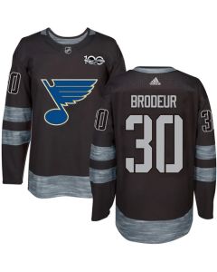 Blues #30 Martin Brodeur Black 1917-2017 100th Anniversary Stitched NHL Jersey
