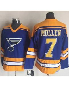 Blues #7 Joe Mullen Light Blue/Yellow CCM Throwback Stitched NHL Jersey