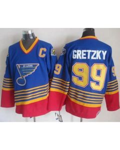 Blues #99 Wayne Gretzky Light Blue/Red CCM Throwback Stitched NHL Jersey