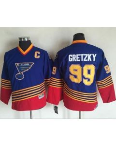 Blues #99 Wayne Gretzky Light Blue/Red CCM Throwback Stitched Youth NHL Jersey