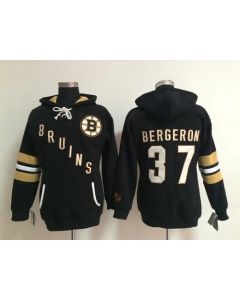 Boston Bruins #37 Patrice Bergeron Black Women's Old Time Heidi NHL Hoodie