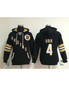Boston Bruins #4 Bobby Orr Black Women's Old Time Heidi NHL Hoodie